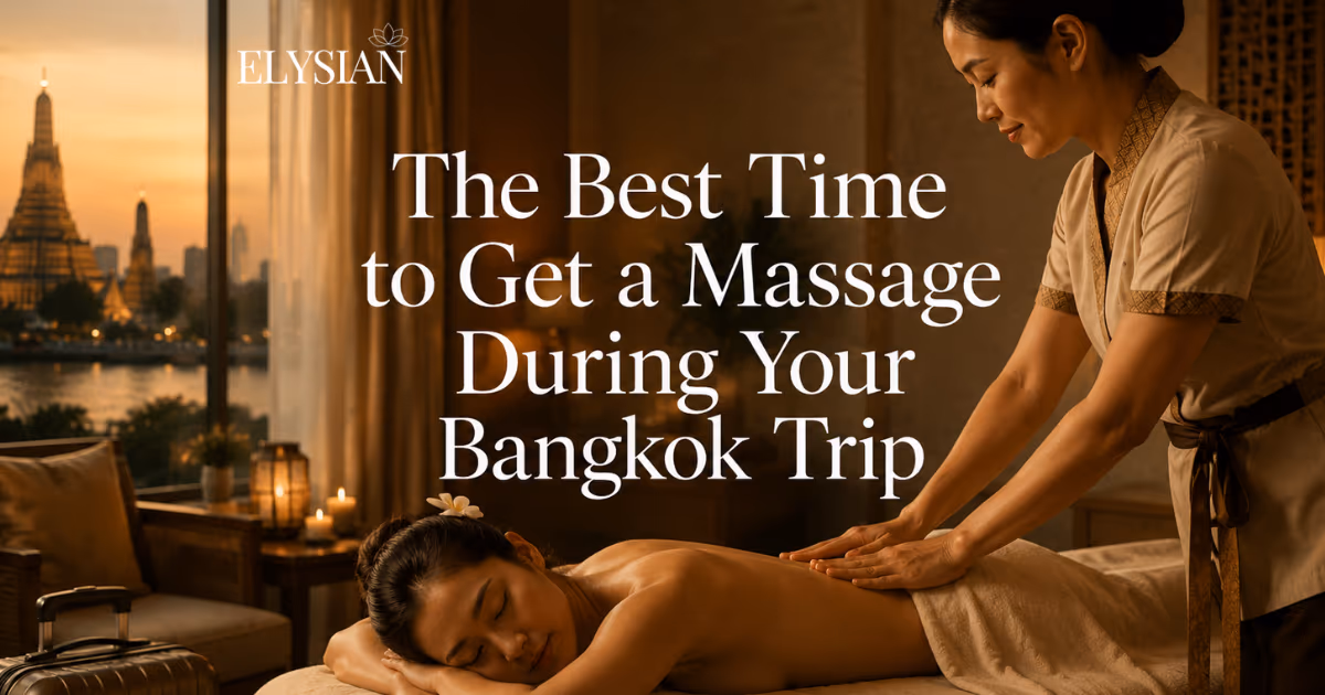 Traveller enjoying an evening in-room massage during a Bangkok trip in a hotel room