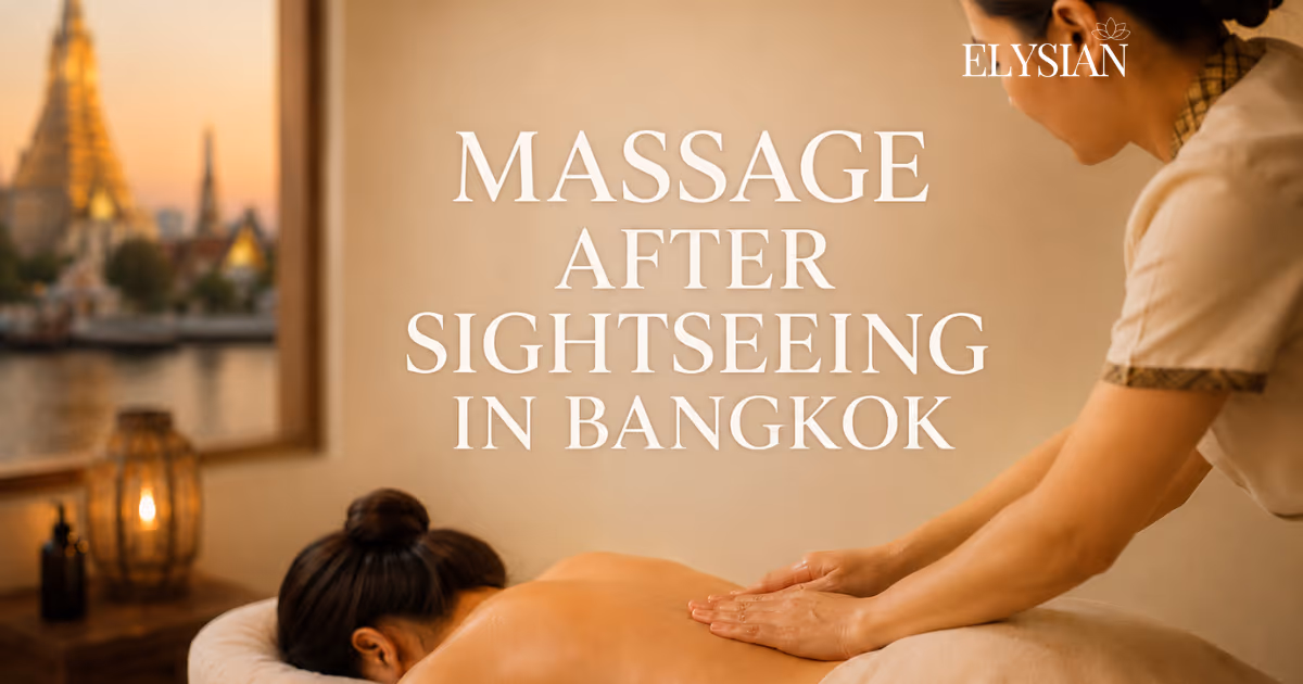 Traveller relaxing with an in-room massage after a day of sightseeing in a Bangkok hotel room