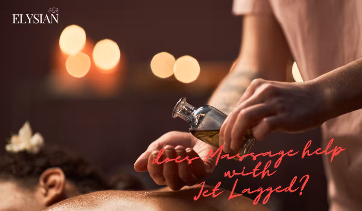 Therapist giving a calming in-room massage to a traveller easing jet lag in a Bangkok hotel room